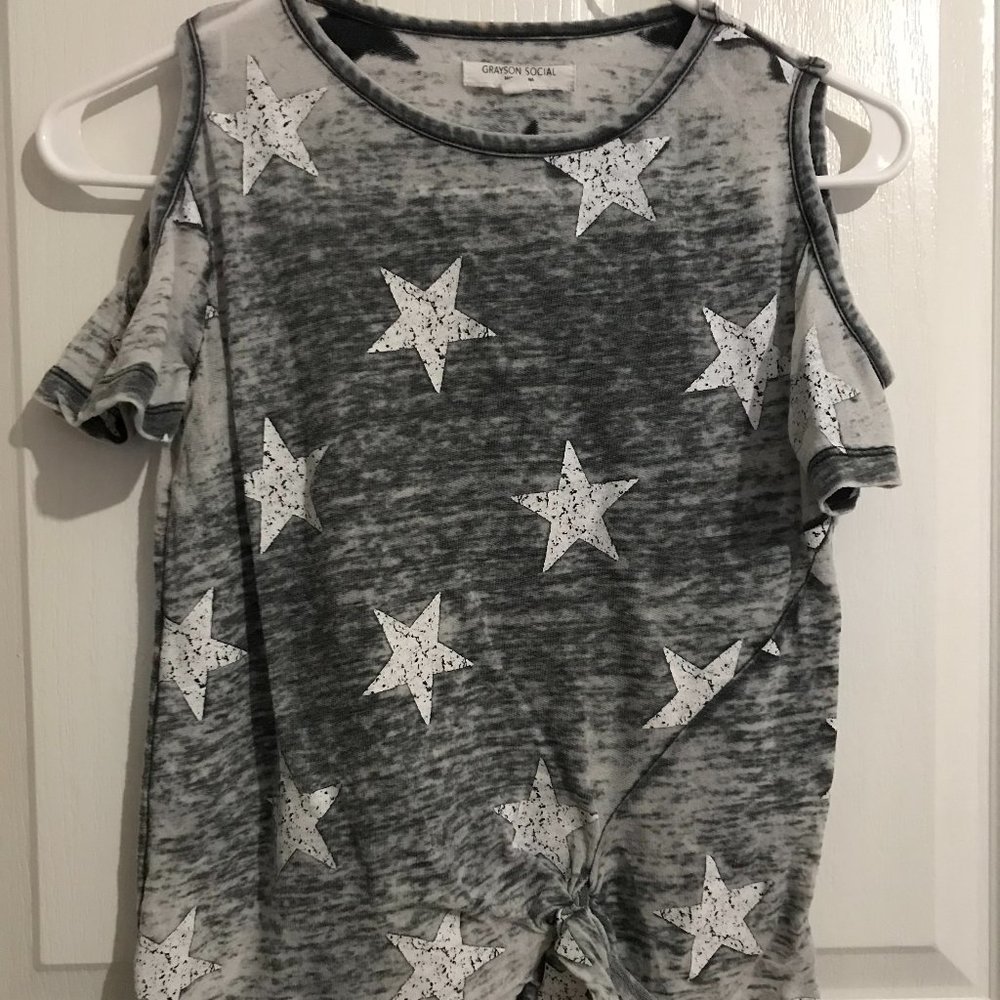 burn-out girls L open shoulder t-shirt